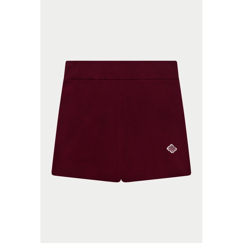 KNITTED MINI SHORTS – BURGUNDY