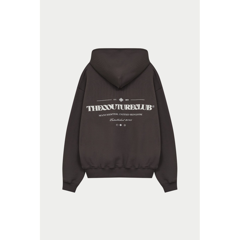 MIXED FONT GRAPHIC HOODIE – BROWN