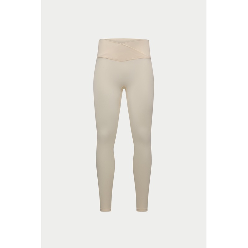 SCULPTING STRETCH CROSSOVER WAISTBAND LEGGINGS – BUTTERMILK