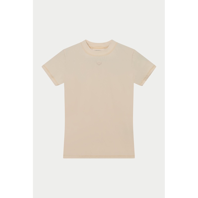 SCULPTING STRETCH EMBLEM BABY TEE – BUTTERMILK