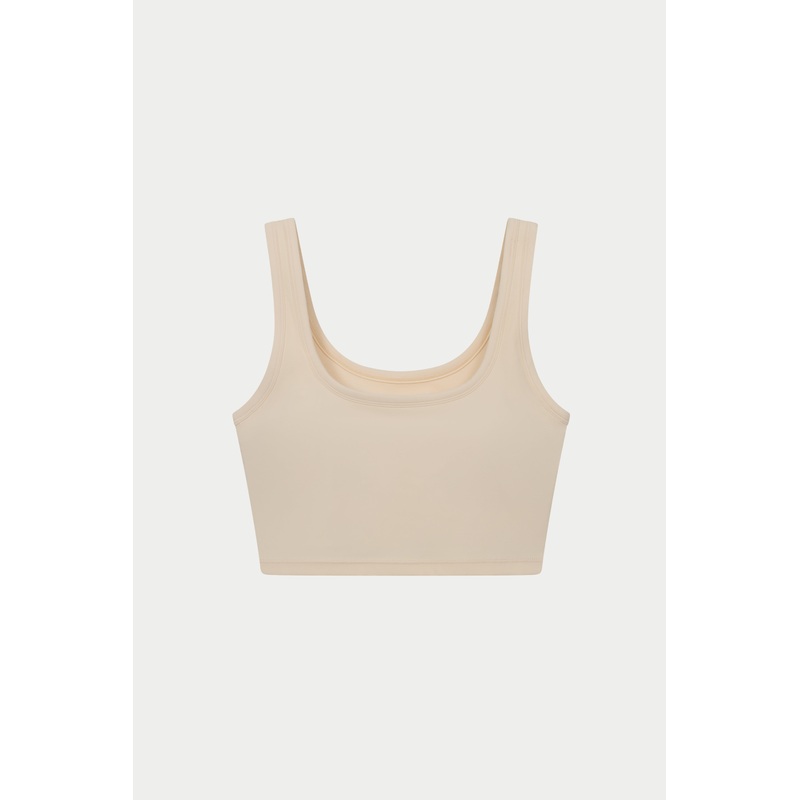 SCULPTING STRETCH EMBLEM SPORTS BRA – BUTTERMILK