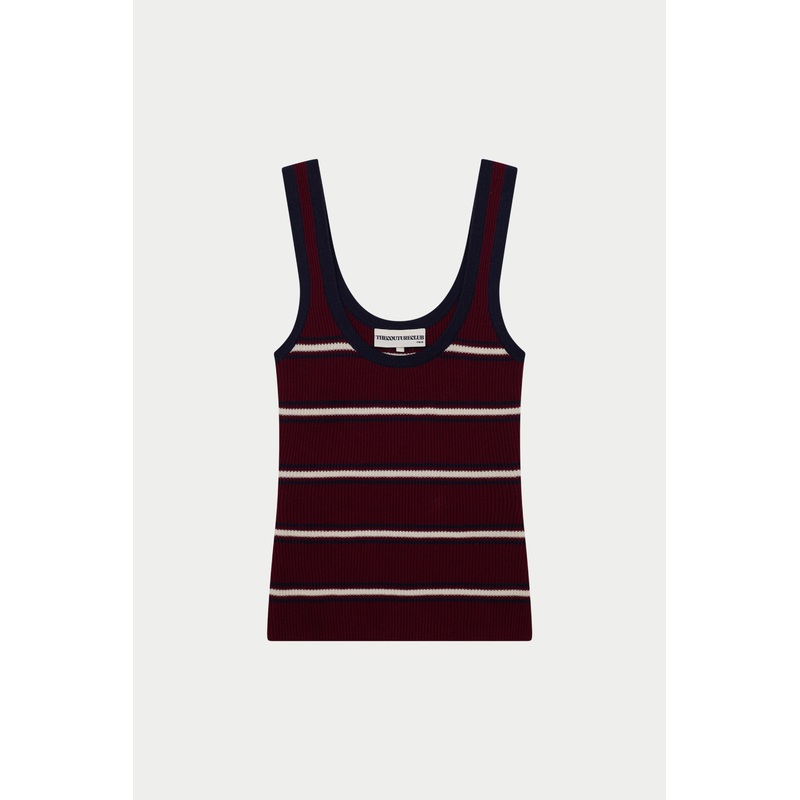 STRIPE RIBBED VEST TOP – BURGUNDY