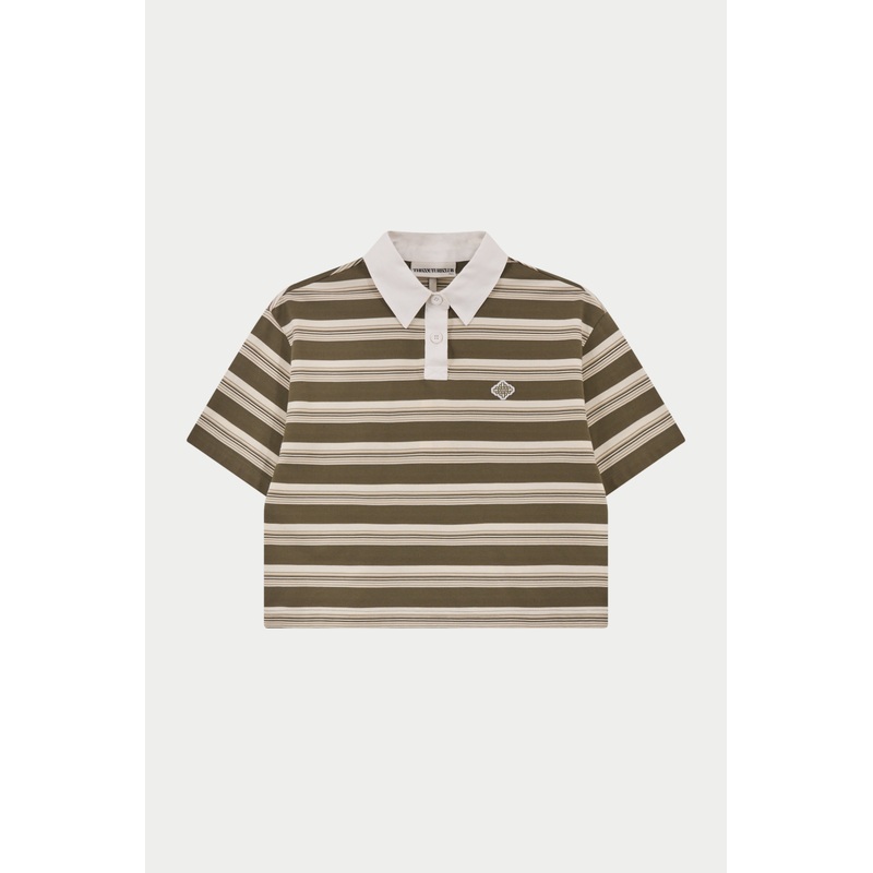 STRIPED POLO TEE – KHAKI|UK4|UK6|UK8|UK10|UK12|UK14|UK16|UK18