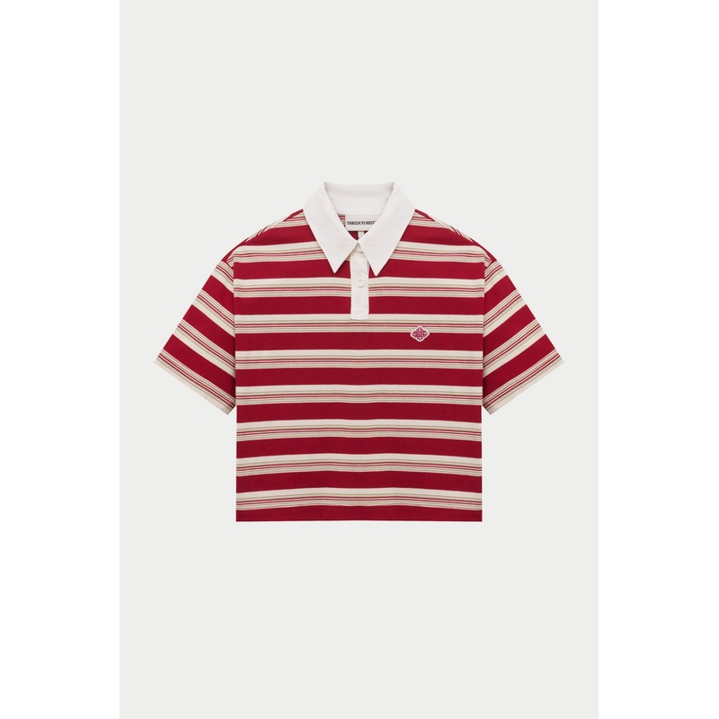 STRIPED POLO TEE – RED|UK4|UK6|UK8|UK10|UK12|UK14|UK16