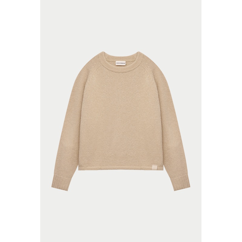 BOUCLE KNIT RAGLAN CREW – STONE