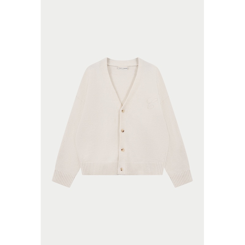 C EMBROIDERY KNITTED CARDIGAN – OFF WHITE