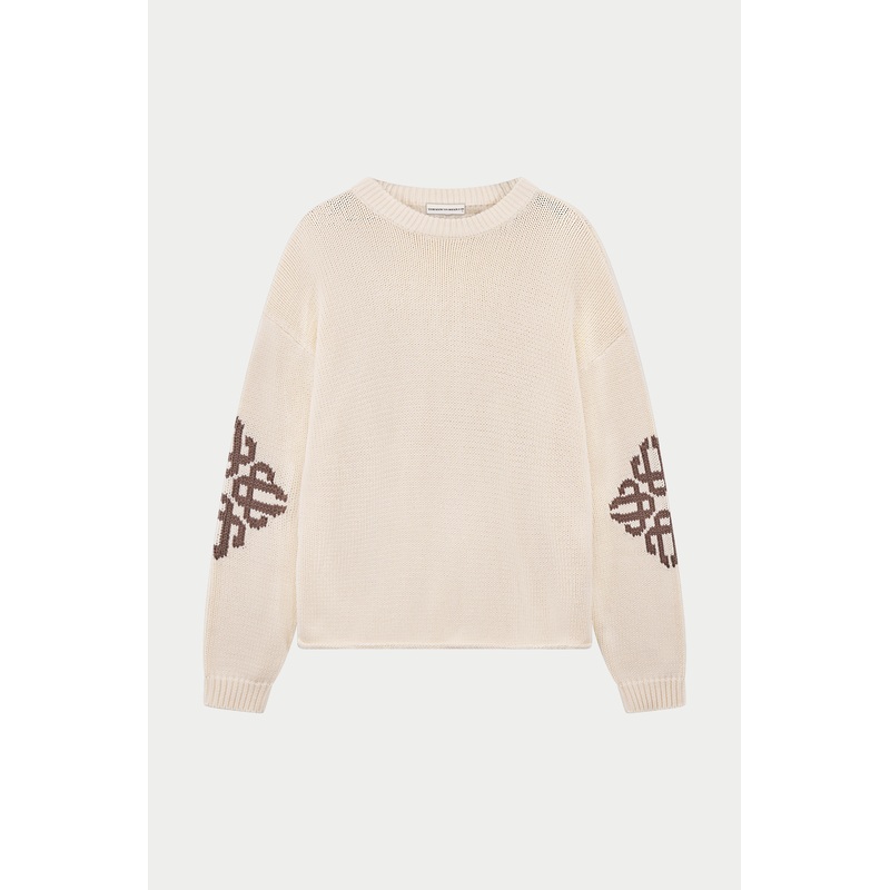 CHUNKY KNIT EMBLEM JUMPER – OFF WHITE