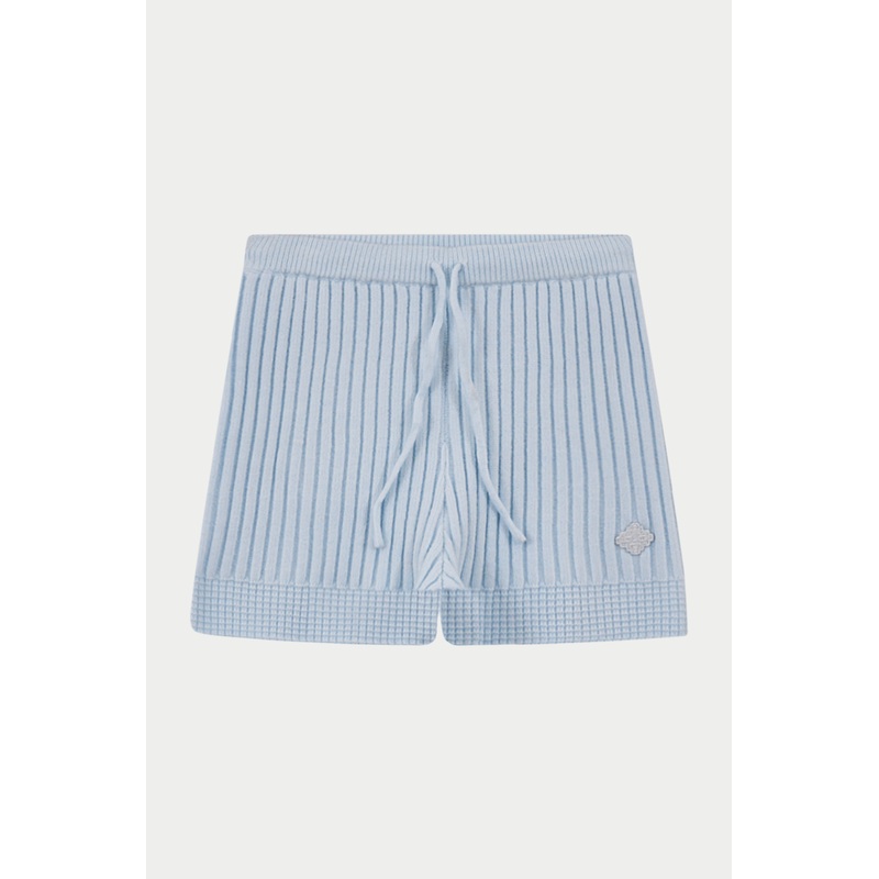 CONTRAST KNIT MINI SHORTS – LIGHT BLUE