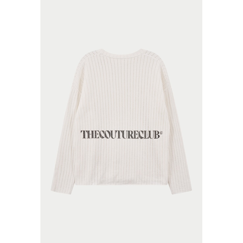 COPYRIGHT CROCHET LONG SLEEVE T-SHIRT – WHITE