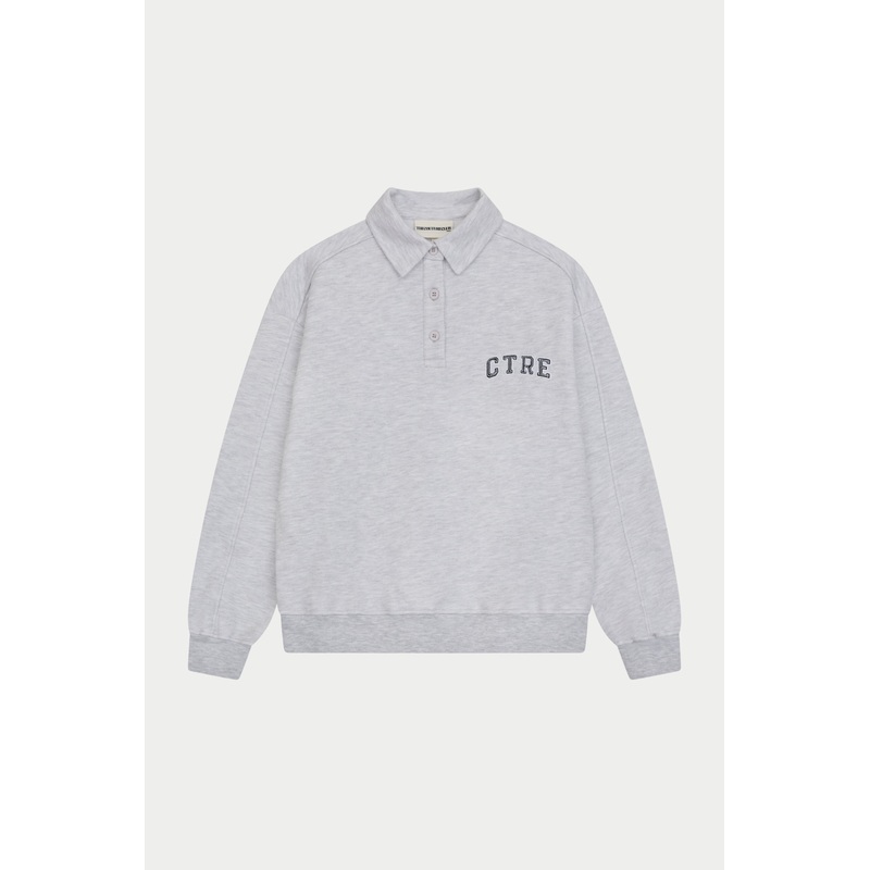 CTRE BUTTON THROUGH POLO – GREY MARL