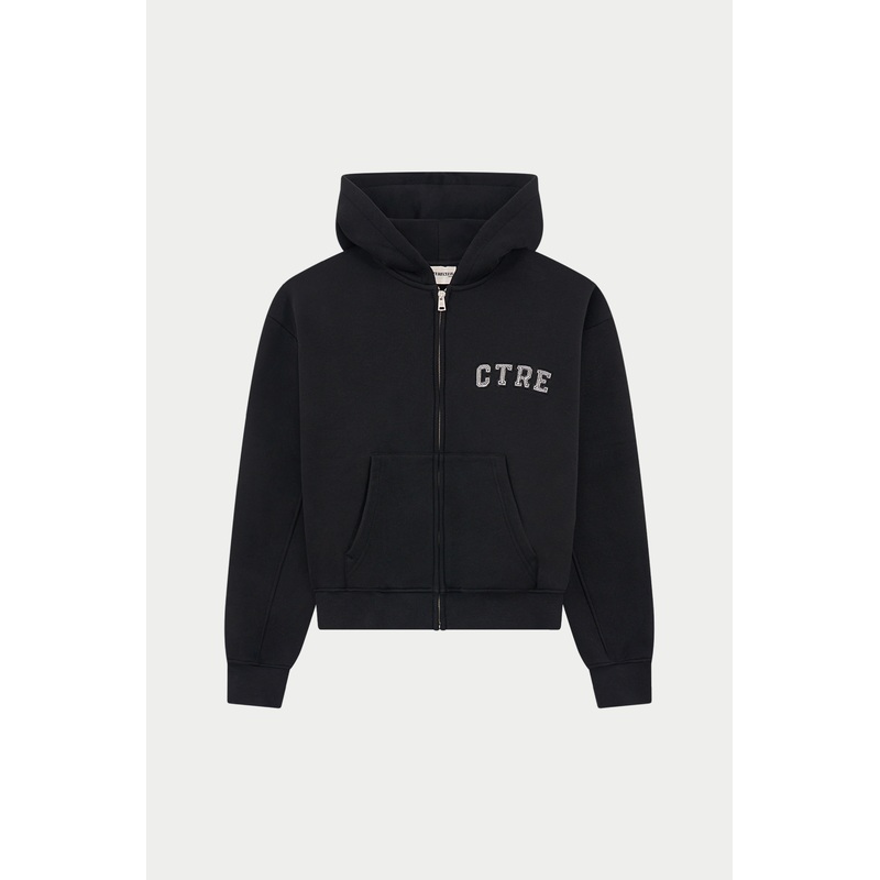 CTRE ZIP THROUGH RELAXED HOODIE – BLACK