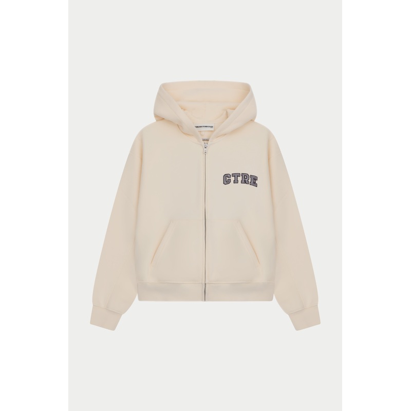 CTRE ZIP THROUGH RELAXED HOODIE – BUTTERMILK