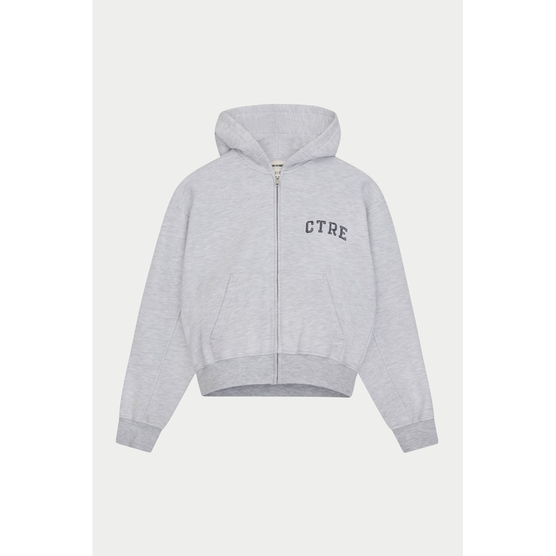 CTRE ZIP THROUGH RELAXED HOODIE – GREY MARL