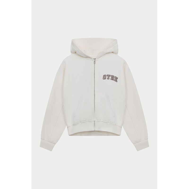 CTRE ZIP THROUGH RELAXED HOODIE – OFF WHITE