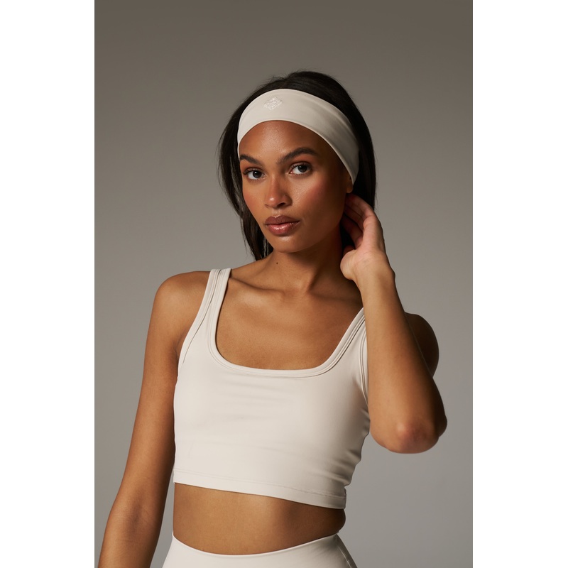 EMBROIDERED EMBLEM HEADBAND – BONE