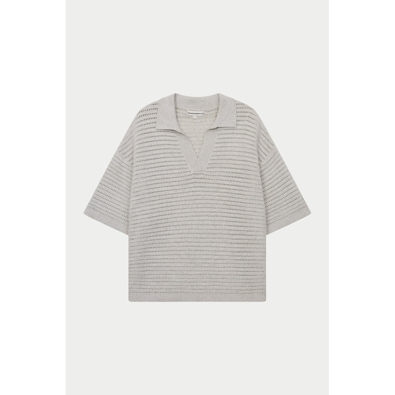 KNITTED POLO SHIRT – LIGHT GREY