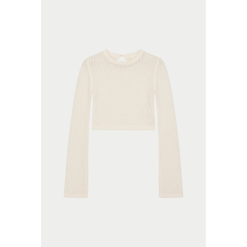 LADDER KNIT LONG SLEEVE TOP – CREAM
