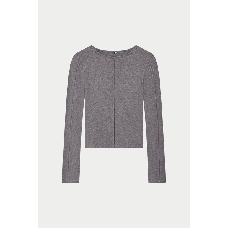 LONG SLEEVE SLUB TOP – GREY|UK4|UK6|UK8|UK10|UK12|UK14|UK16|UK18