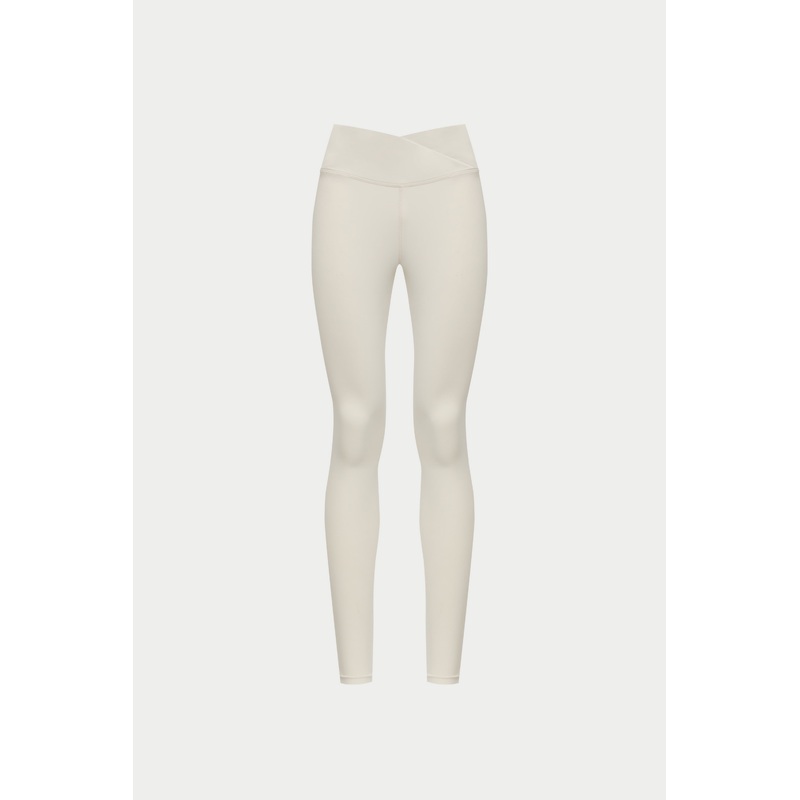 SCULPTING STRETCH CROSSOVER WAISTBAND LEGGINGS – BONE