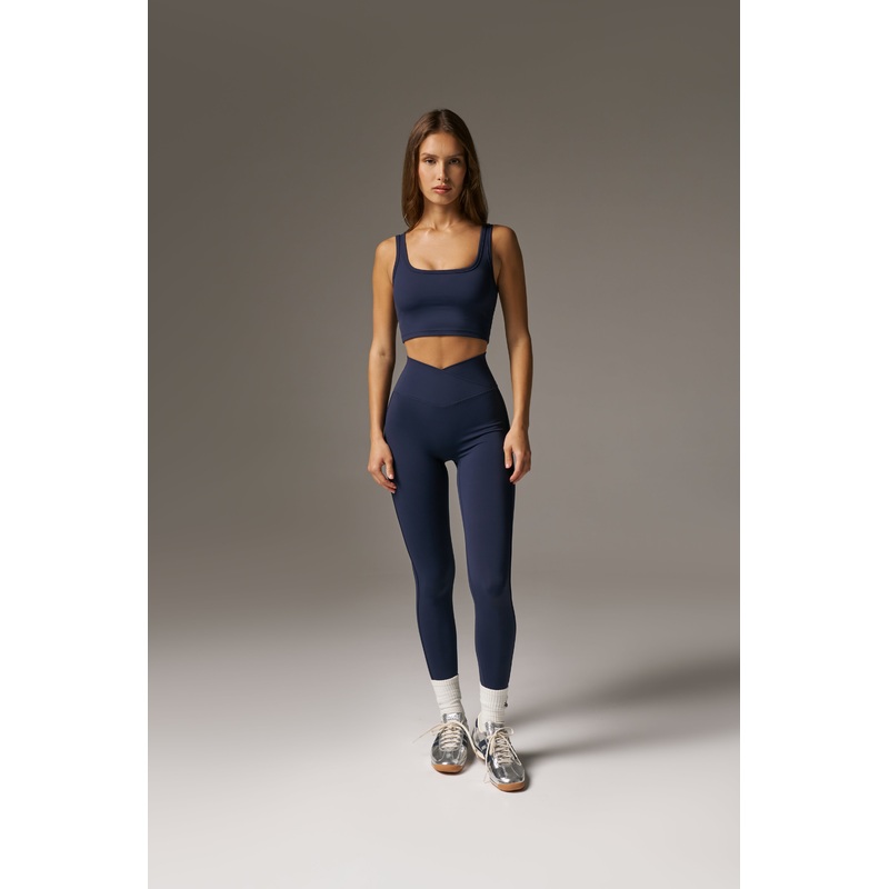SCULPTING STRETCH CROSSOVER WAISTBAND LEGGINGS – DARK NAVY