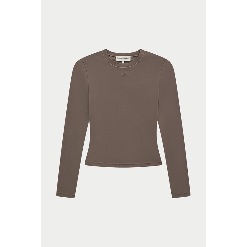 SCULPTING STRETCH LONG SLEEVE TOP – COCOA