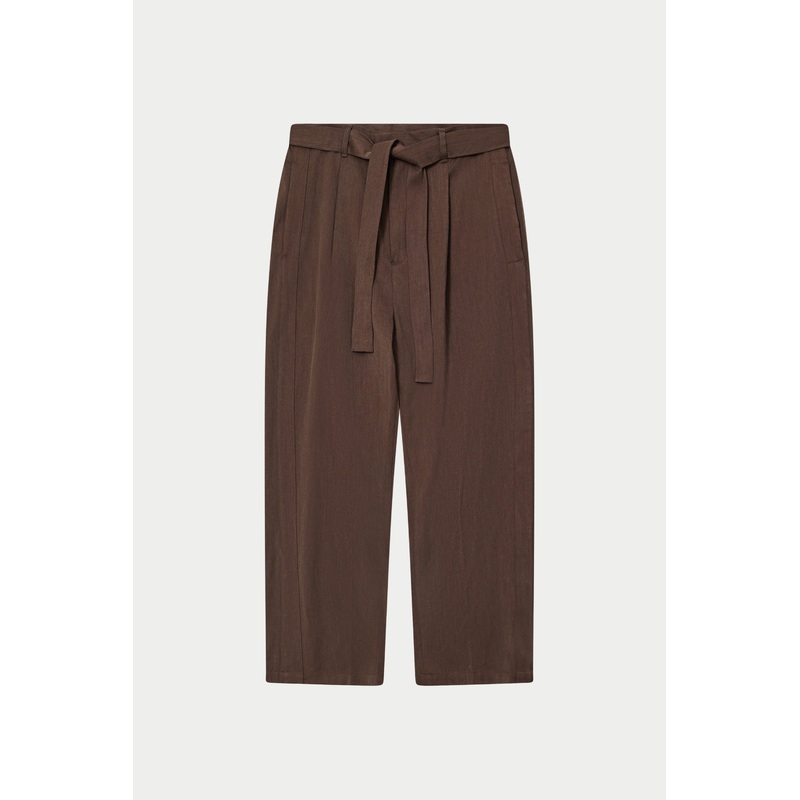 SMART TIE BELTED TROUSERS – BROWN