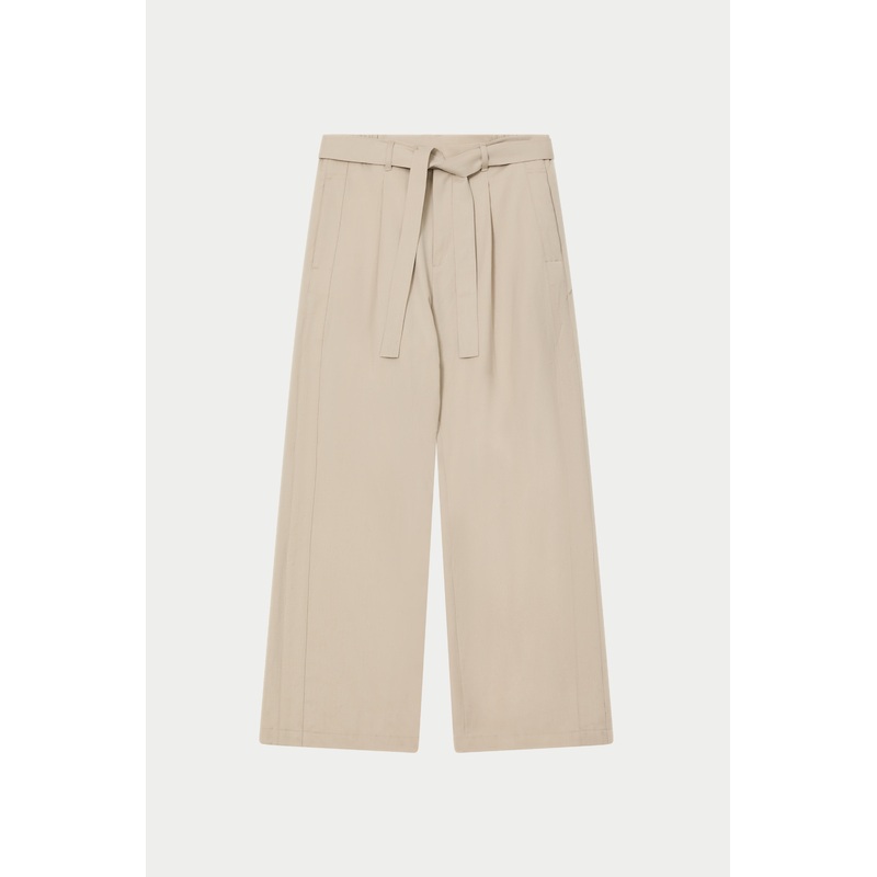 SMART TIE BELTED TROUSERS – STONE