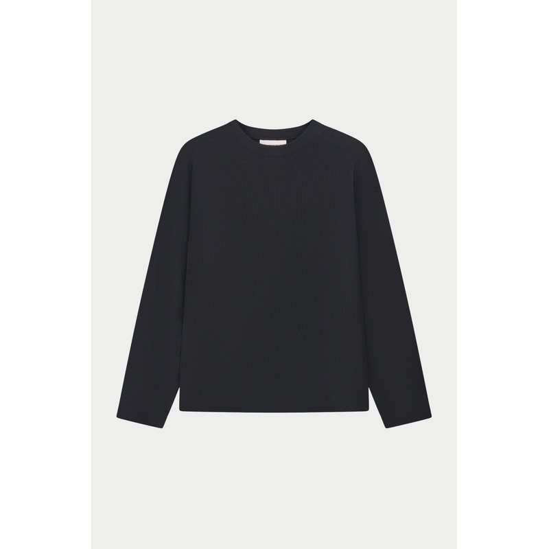 WAFFLE LONG SLEEVE T-SHIRT – BLACK