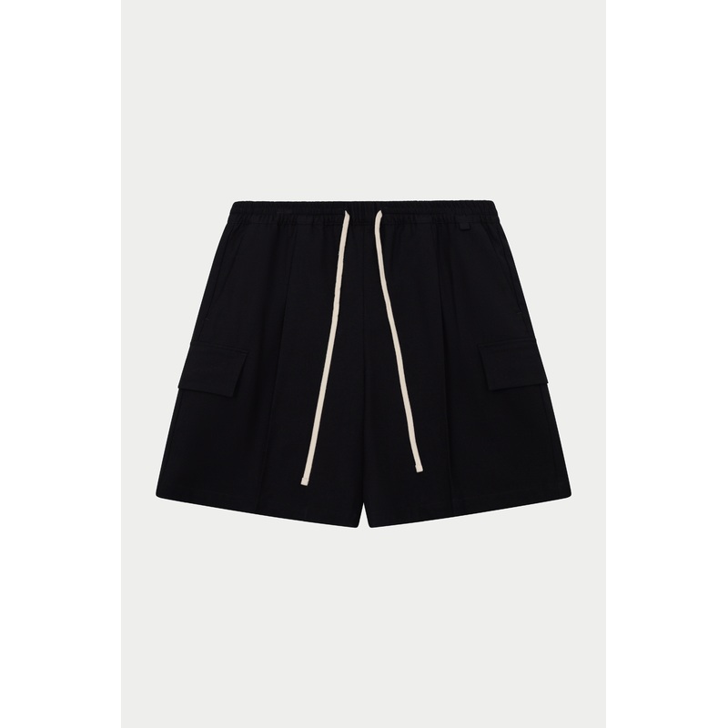 WIDE LEG SIDE POCKET SHORTS – BLACK