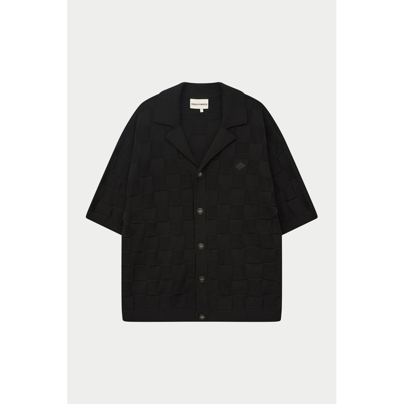 CHECKERBOARD KNITTED SHIRT – BLACK