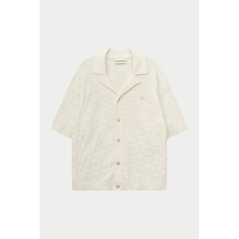 CHECKERBOARD KNITTED SHIRT – OFF WHITE
