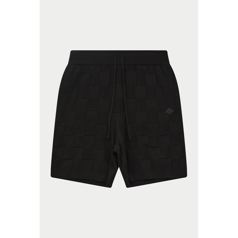 CHECKERBOARD KNITTED SHORT – BLACK