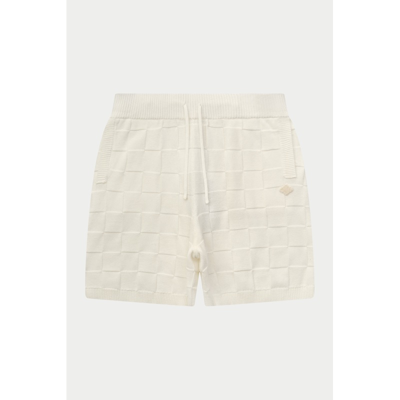 CHECKERBOARD KNITTED SHORT – OFF WHITE