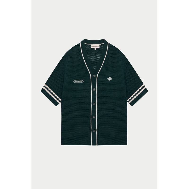 CROCHET KNITTED BASEBALL SHIRT – GREEN