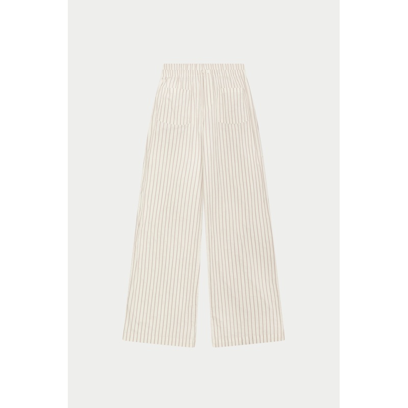 DOUBLE WAISTBAND STRIPE TROUSERS – BEIGE