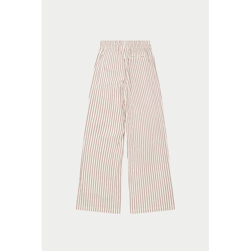 DOUBLE WAISTBAND STRIPE TROUSERS – BURGUNDY