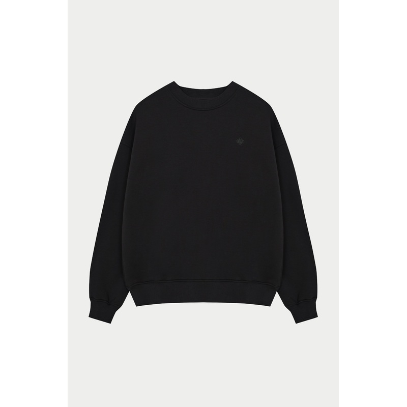 EMBLEM EMBROIDERED SWEATSHIRT – BLACK