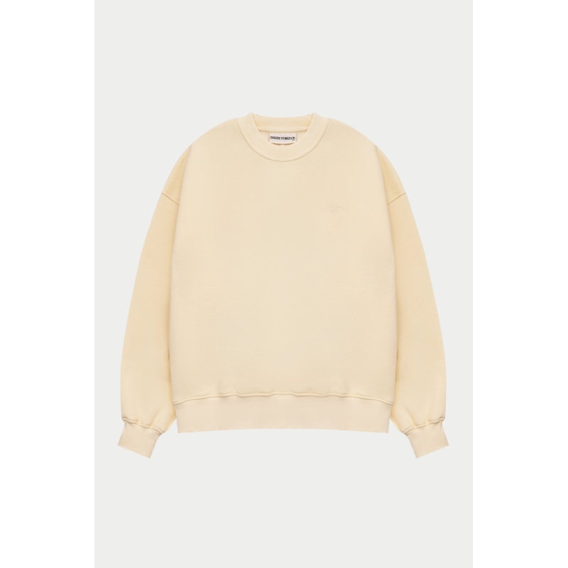 EMBLEM EMBROIDERED SWEATSHIRT – BUTTERMILK