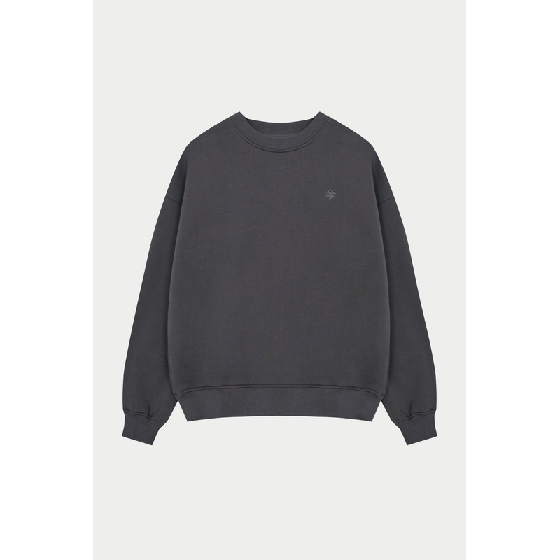 EMBLEM EMBROIDERED SWEATSHIRT – CHARCOAL