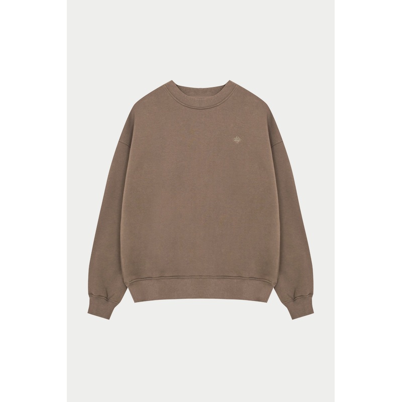 EMBLEM EMBROIDERED SWEATSHIRT – COCOA