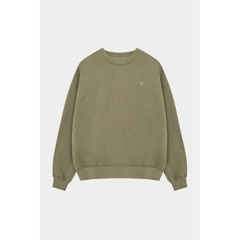 EMBLEM EMBROIDERED SWEATSHIRT – KHAKI