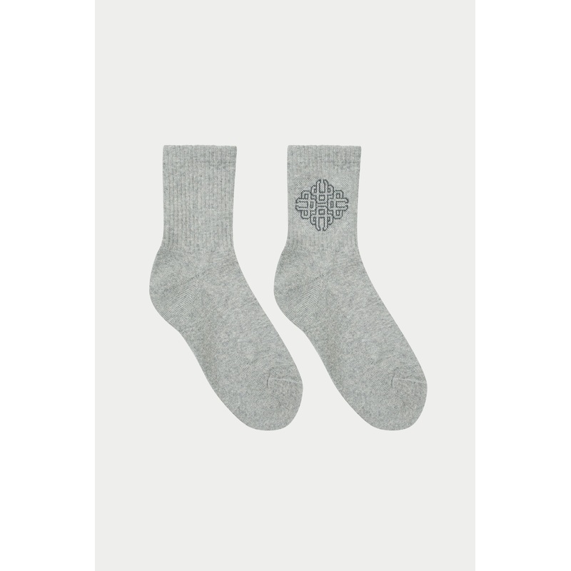 EMBLEM OUTLINE SOCKS – GREY MARL