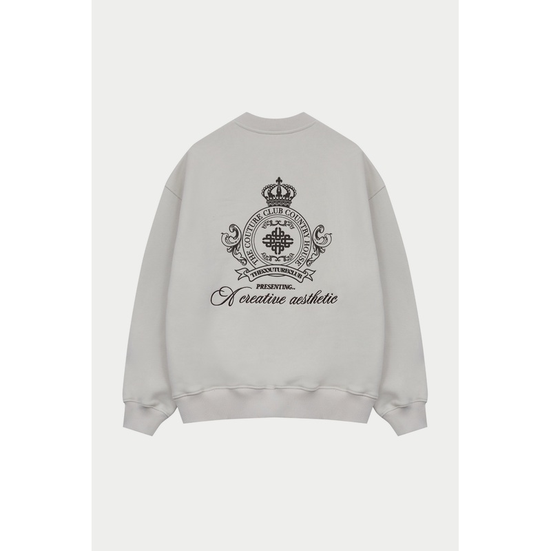 EMBROIDERED CREST OVERSIZED SWEATSHIRT – BONE