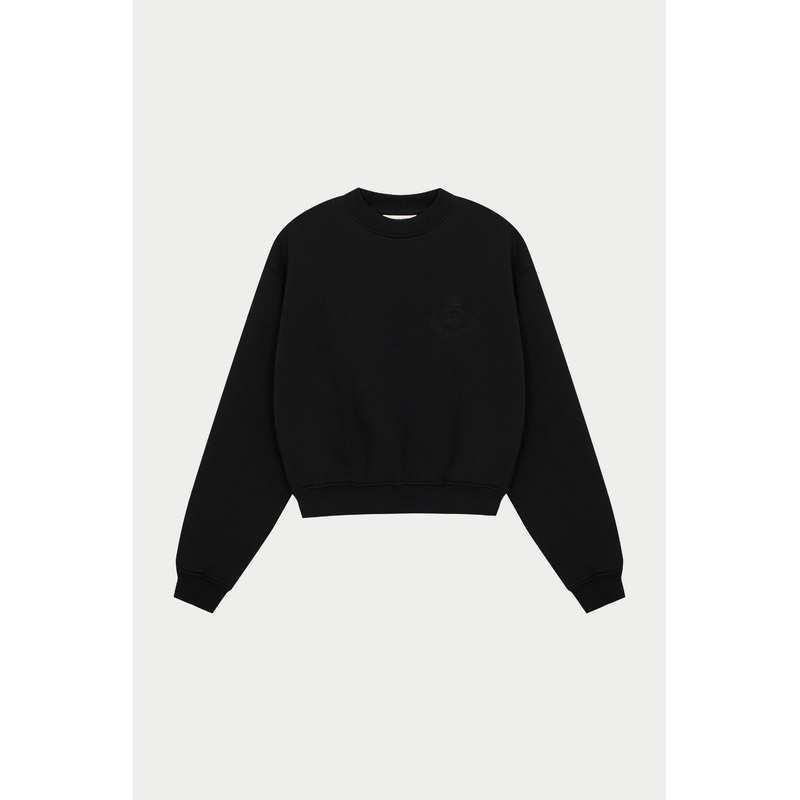 EMBROIDERED CREST SWEATSHIRT – BLACK