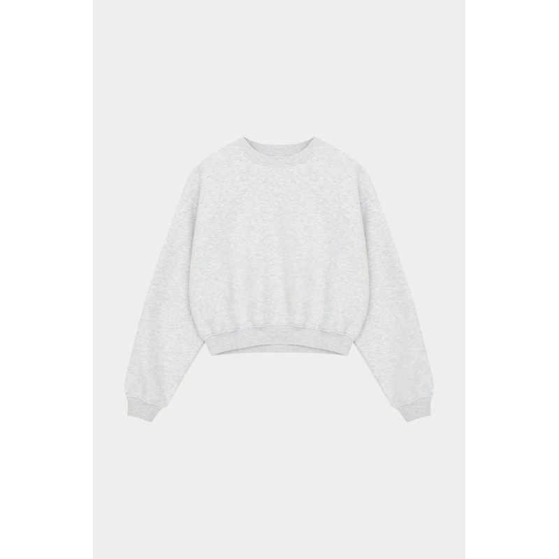EMBROIDERED CREST SWEATSHIRT – GREY MARL
