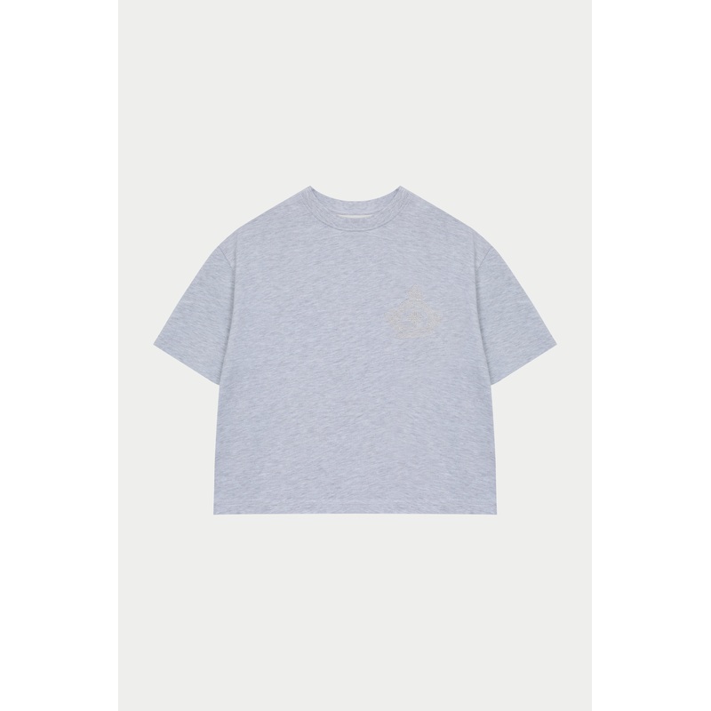 EMBROIDERED CREST T-SHIRT – GREY MARL