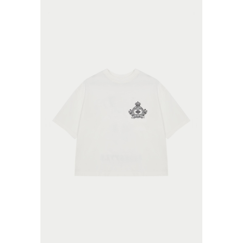 EMBROIDERED CREST T-SHIRT – OFF WHITE