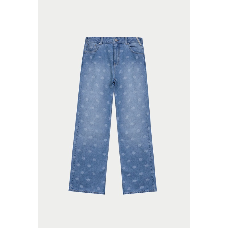 LASER PRINT EMBLEM JEANS – BLUE WASH