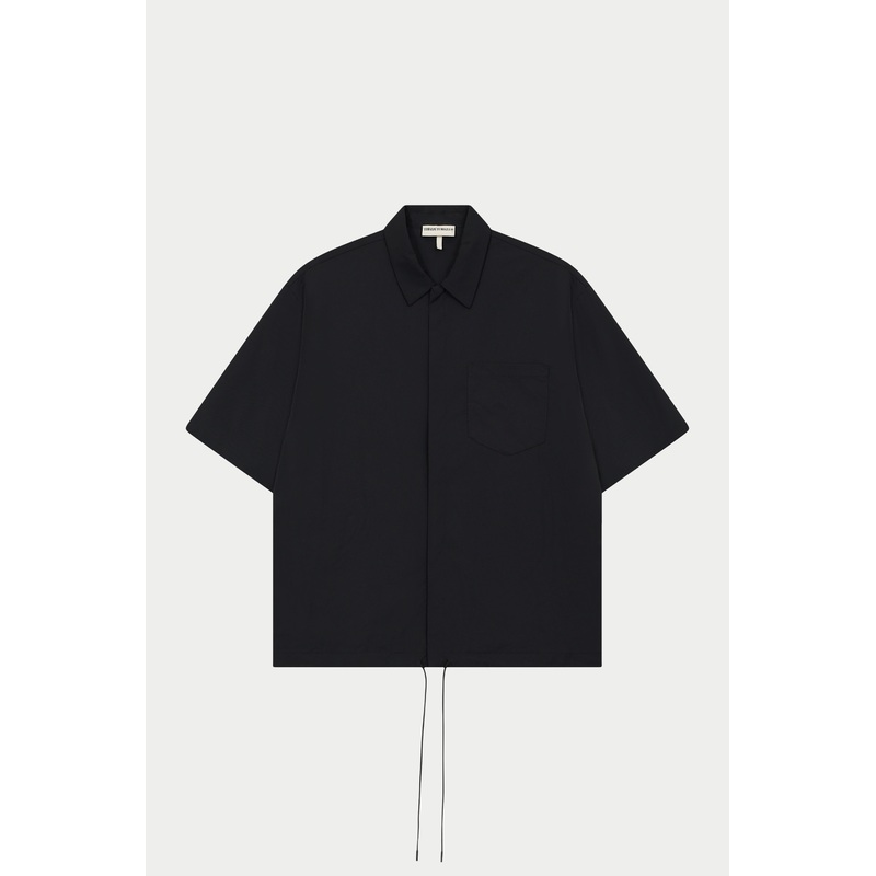 NYLON DRAWCORD SHIRT – BLACK|XS|S|M|L|XL|XXL