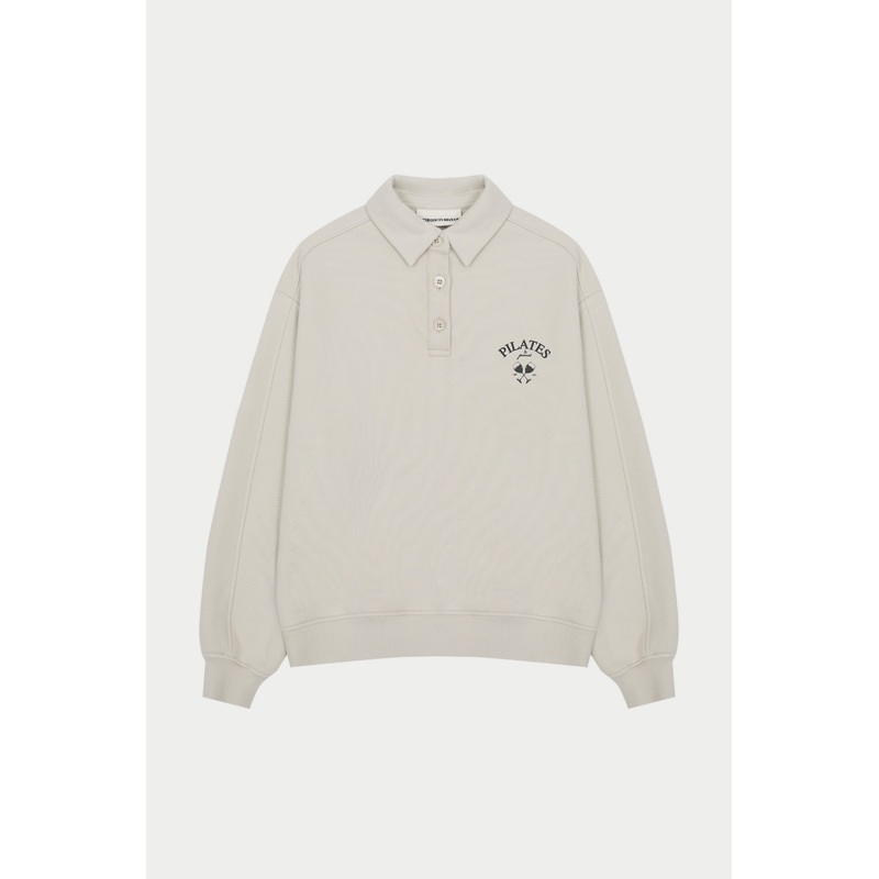 PILATES & PINOT BUTTON UP SWEATSHIRT – BONE